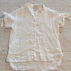 Cynthia Rowley White Linen Shell Button Shirt
